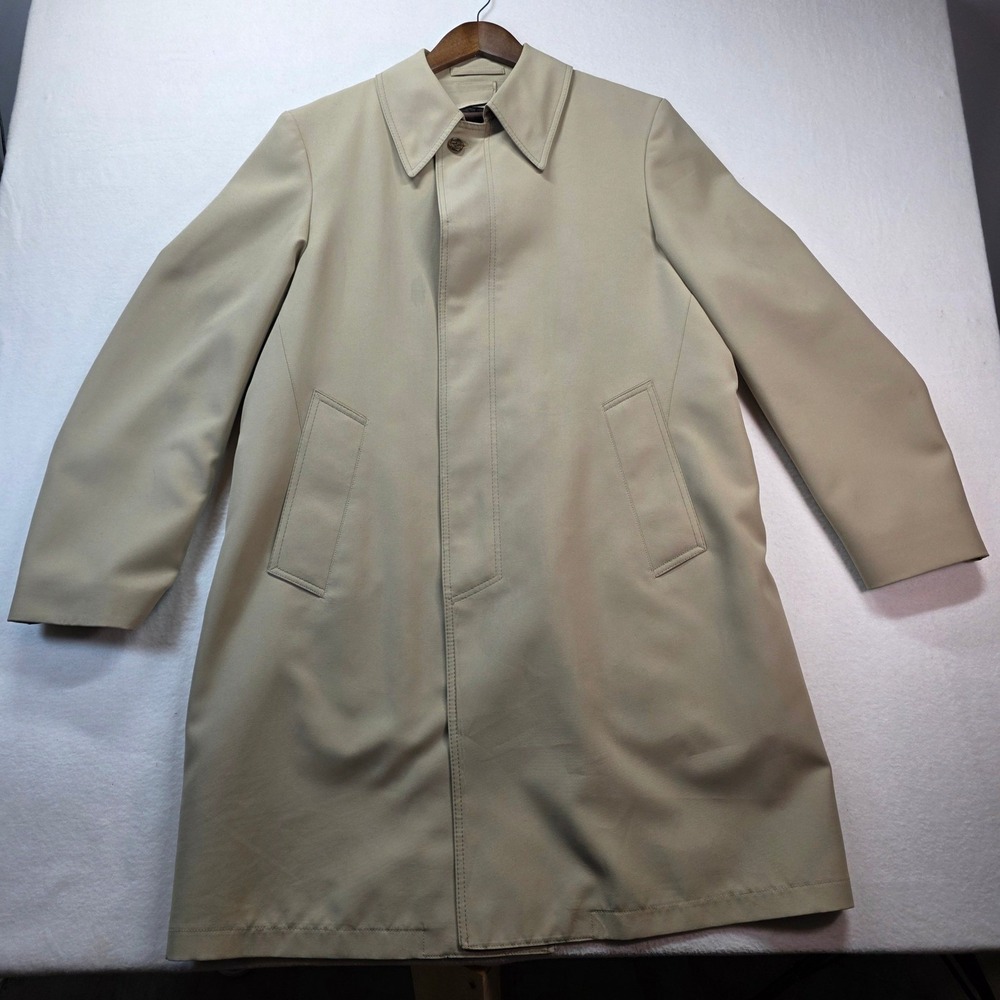Vintage London Fog Men's Maincoats Tan Raincoat w/‎ Zip-Out Liner 40 Long